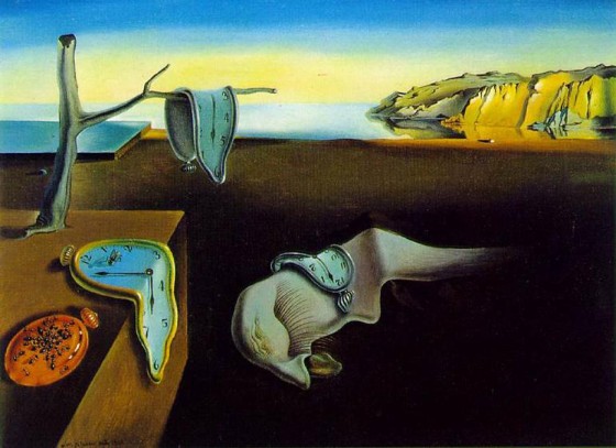 An abstract painting: Melting Clocks by Salvador Dali