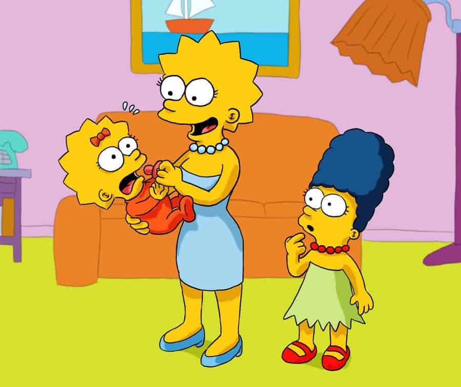 Maggie yetişkin, Lisa bebek, Marge çocuk olsaydı.