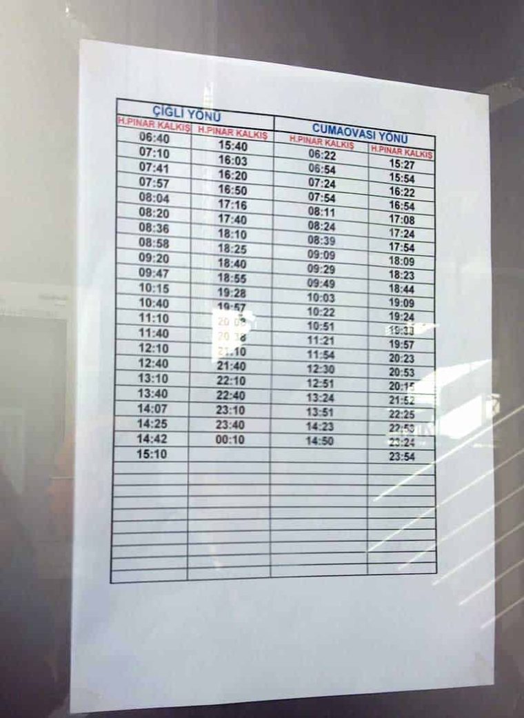 26 Aralık 2010 İZBAN'ın Halkapınar’dan Kalkış Saatleri