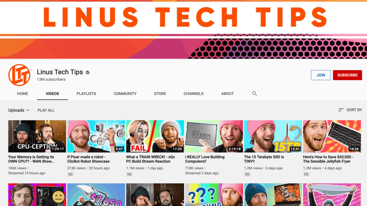 linus tech tips youtube channel
